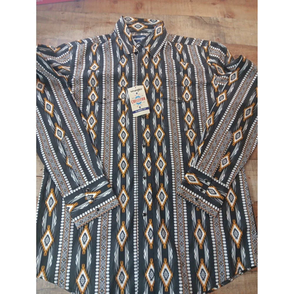 Wrangler Men's Checotah Aztec Button Down Shirt M Snap Button Muilt Color 3032